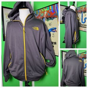 The North Face Men’s Full Zip Hoodie Gray & Yellow Trim (XL) Big&Tall